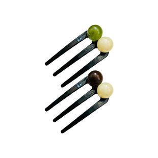 U型发夹女高级感三齿珠珠发簪丸子头神器盘发器插梳固定发钗簪子