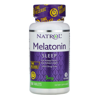 NATROL Melatonin退褪黑素缓释深度安助睡眠 3mg 100片