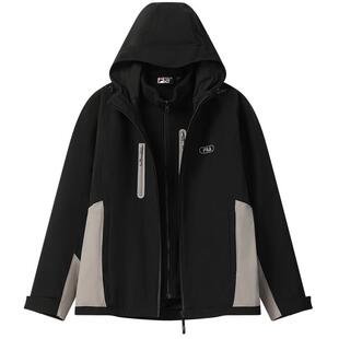 FILA斐乐官方男衣两件套25冬新款时尚休闲加绒工装连帽三合一外套