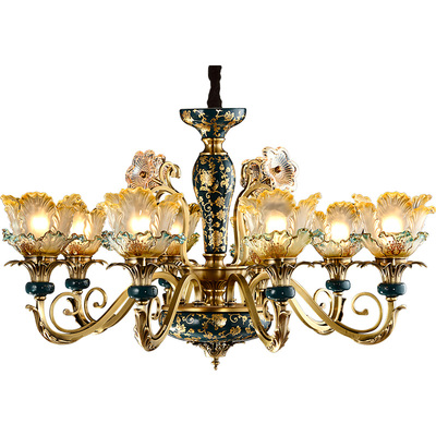 欧式风全铜客厅陶瓷卧室灯铜