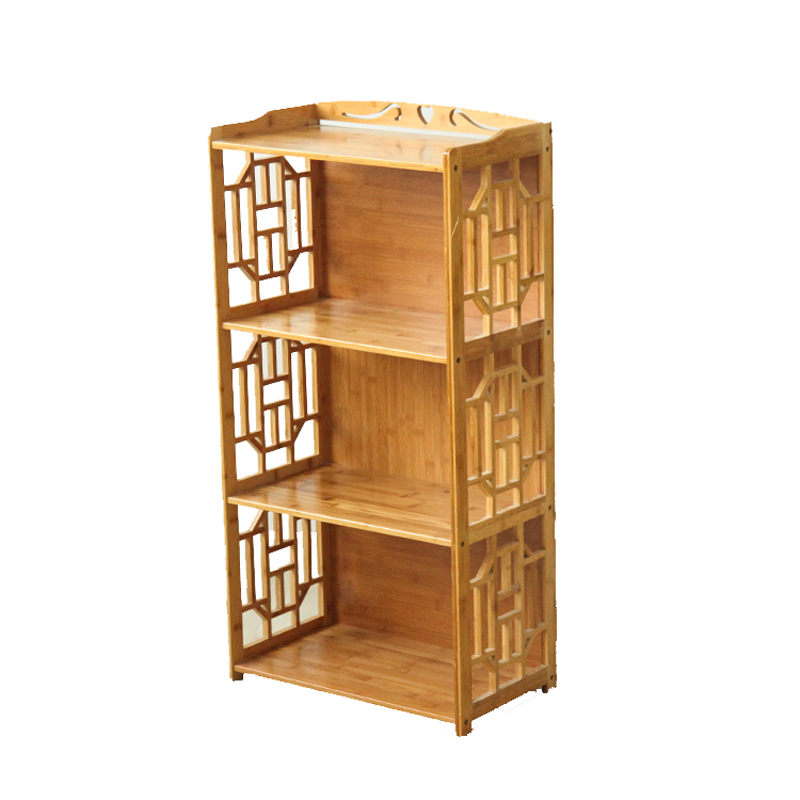 楠竹子三層柜組合置物架仿古多層收納柜小書柜儲(chǔ)物架書裝飾柜復(fù)古