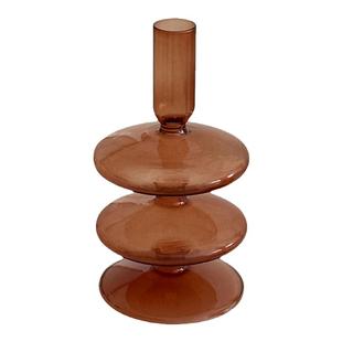 复古怀旧棕色玻璃花瓶中古风客厅干花插花花器烛台桌面装饰摆件