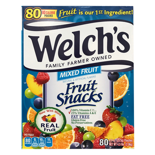现货 美国Welch's威氏水果软糖果汁橡皮糖零食QQ糖2KG大盒装90包