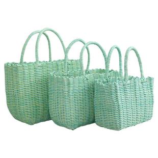 手提编织包大容量小中大号菜篮子买菜购物野餐篮零食收纳手提女包