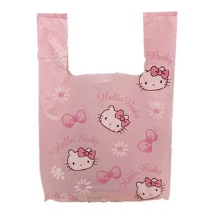粉色卡通猫塑料袋零食小吃外卖打包袋加厚购物袋大号手提袋礼品袋