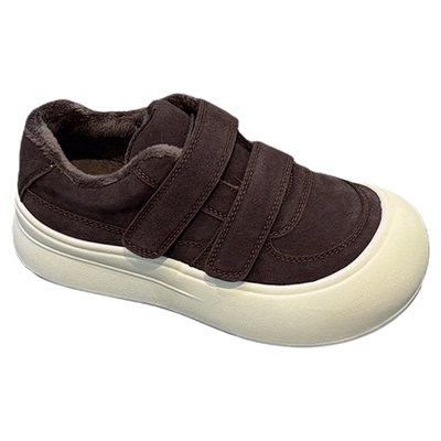 加绒魔术贴板鞋大头百搭面包鞋