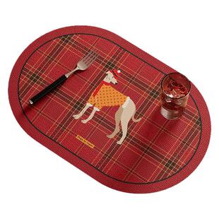 克利弗新年红色中古风西餐垫轻奢高级感防水防油防烫隔热垫碗盘垫