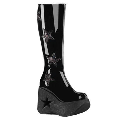 Demonia镂空防水台装饰片中筒靴