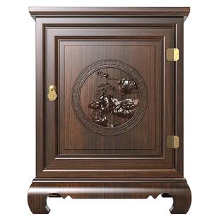 虎牌新中式实木隐形床头保险柜家用小型100斤指纹72高隐藏式看不出保险箱防盗全钢大容量卧室床头CSP 标准