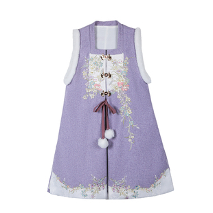 荨茉花间啾影 明制比甲原创汉服女2025新款冬季刺绣马面裙套装