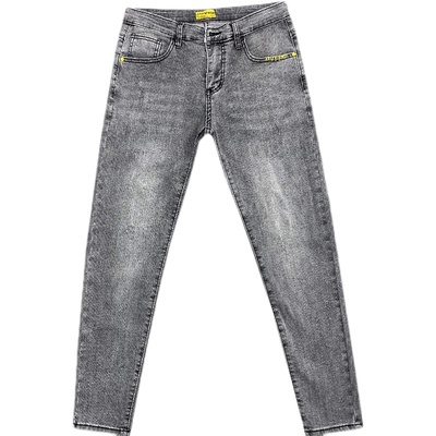 网红烟灰刺绣九分社会小伙牛仔裤