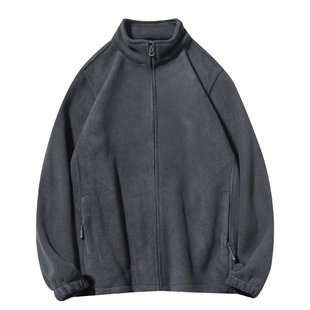 乱步潮牌冬季立领摇粒绒夹克男款宽松外套户外纯色山系冲锋衣内胆