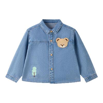 【全棉】PawinPaw卡通小熊童装26年新款男宝宝儿童牛仔长袖衬衫