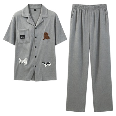 夏季纯棉女短袖长裤家居服可外穿