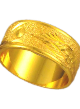 龙纹戒指9mm宽封口龙戒情侣对戒镀24K金色结婚求婚戒指送老公男友