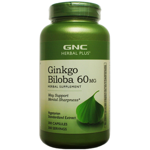 27年7美国GNC银杏精华60mg300粒心脑血压㊣Ginkgo Biloba 健安喜