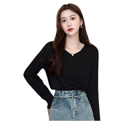 班尼路v领打底衫纯棉女