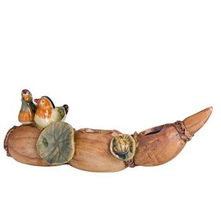 特价中式陶瓷摆件盆景盆栽花插办公桌书桌植物鸳鸯莲藕可养花插