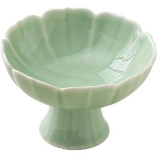 精致陶瓷高脚果盘茶点盘中式复古小号果碟家用点心盘零食盘茶歇盘