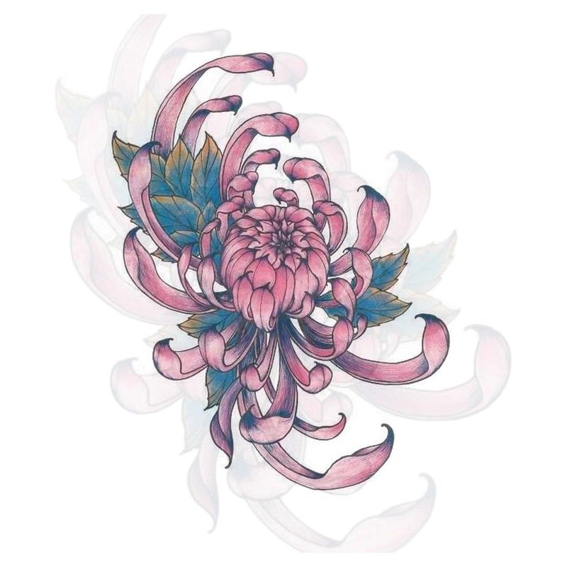 花臂大腿日式浮世绘软妹不良少女身体彩妆