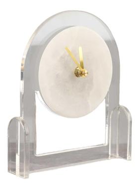 简约透明亚克力云石台钟座钟摆件