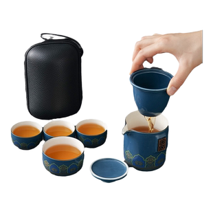 旅行功夫茶具快客杯小套装一壶一杯单人便携式户外陶瓷泡茶杯露营