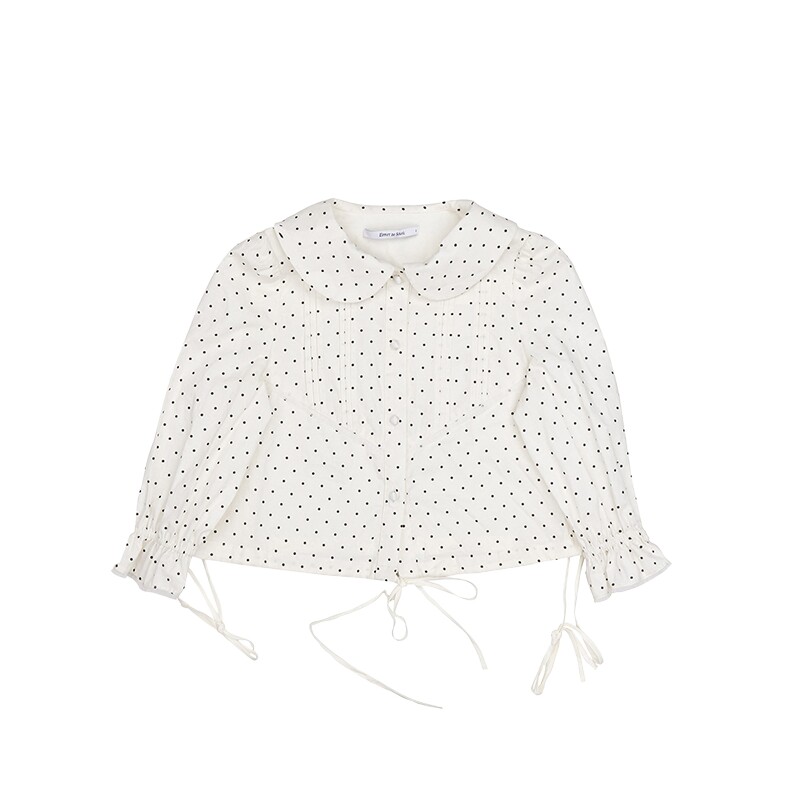 【ENG】Effet de Soleil娃娃领波点中长袖衬衫上衣女装新品26夏