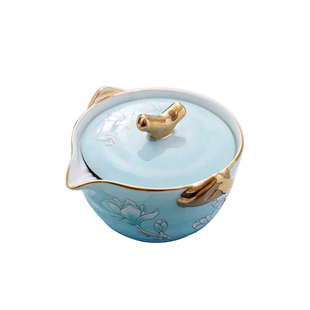 玉兰花开旅行茶具陶瓷手抓壶一壶两杯旅行功夫茶具套装户外快客杯