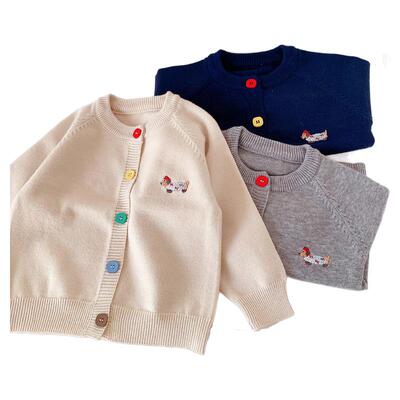 小狗刺绣加厚毛衣开衫秋冬款