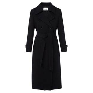 朗姿羊毛复古翻领挺阔毛呢外套优雅气质呢子大衣女2025年冬季新款