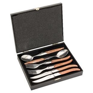 花梨木柄牛排刀叉勺西餐餐具高档西餐刀不锈钢欧式Laguiole法国