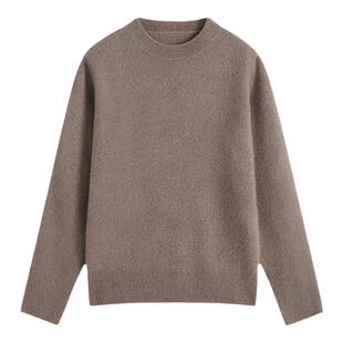 恒源祥100%女士羊毛衫新款圆领慵懒宽松百搭毛衣针织打底衫女