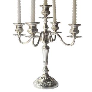 西餐银色蜡烛台金属五头欧式蜡台酒店家居婚庆样板房烛光晚餐烛台