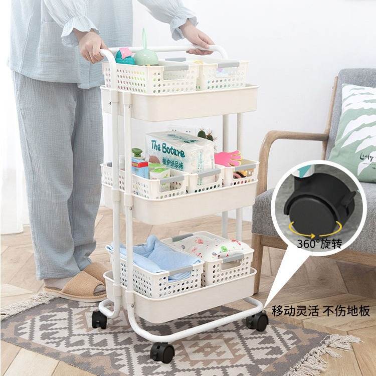 小推车置物架落地多层移动厨房卫生间蔬菜收纳盒浴室篮柜零食书架