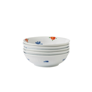 波佐见烧青花彩绘陶瓷碗五件套日式餐具家用饭碗汤碗沙拉碗套装