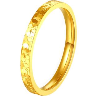 梦金园碎碎冰黄金戒指足金闪耀指环手饰送女友情侣对戒生日礼物