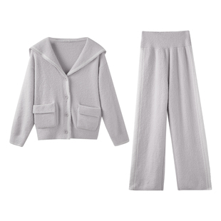 猫人睡衣女秋冬款2025新款半边绒海军领加厚保暖家居服套装可外穿