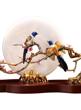 珐琅彩喜上眉梢平安扣吉祥摆件