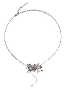 豆豆同款垂坠珠珠天然石项链女