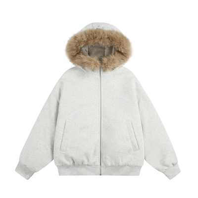 橘子树在哪儿美式毛领连帽卫衣