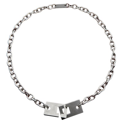 黑骨316L钛钢互锁扣反派先锋项链