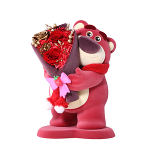 情人节礼物柏治廷迪士尼草莓熊花束永生花礼盒摆件新婚生日礼物