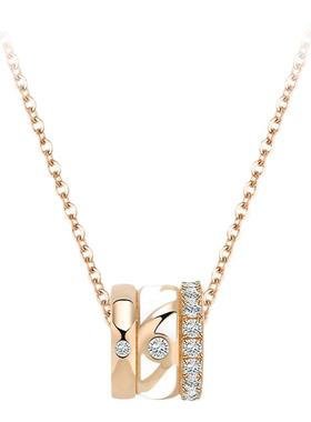 Mixx靡诗精致通勤925纯银蛇纹永恒转运珠幸运轮项链百搭款