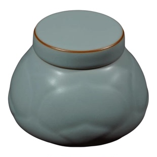 青澹汝窑茶叶罐家用醒茶罐陶瓷储物罐复古天青色送男士礼物溪客罐