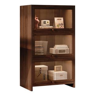 小柜子靠墙实木储物柜书桌旁书柜带柜门收纳柜卧室落地矮柜置物架