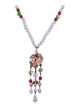 汉服项链古风儿童马面裙璎珞古风珍珠金锁女童流苏吊坠汉元素配饰