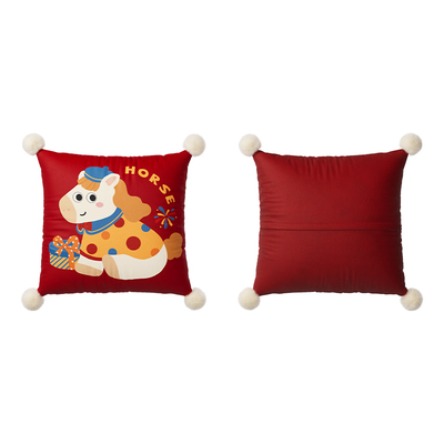 马年新年喜庆卡通抱枕