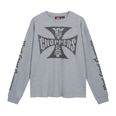 vintage美式高街梵文字母长袖T恤