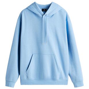 HM男装女装卫衣春季落肩宽松加绒保暖宽松美式情侣连帽衫0970819