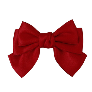 缎面蝴蝶结头饰发夹女儿童公主头顶夹半扎发发卡女童红色夹子发饰